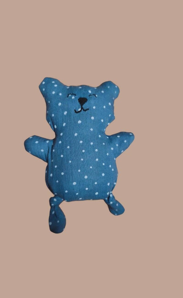 STOFFTIER TEDDY petrol mit weißen Punkten