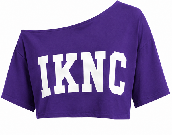 IKNC Asymmetrical Off-Shoulder Crop Tee