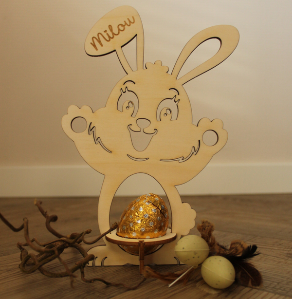 Gepersonaliseerde Houten Paashaas Ei Houder