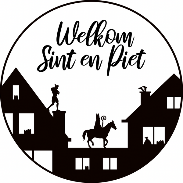 Raamsticker sinterklaas welkom rond