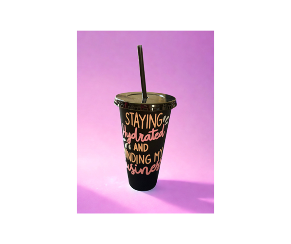 Vibrant Vinyl Personalized Tumbler – Durable Plastic Design – Tumbler Color Choice + Straw Set