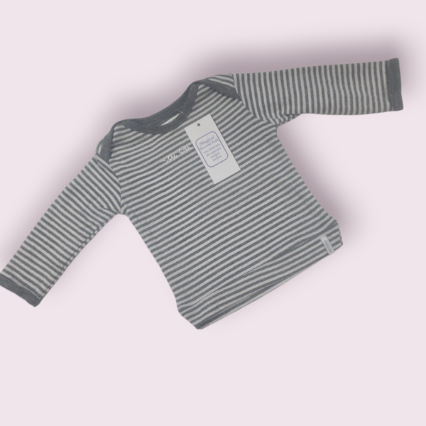 Shirt noppies grijs wit gestreept maat 62