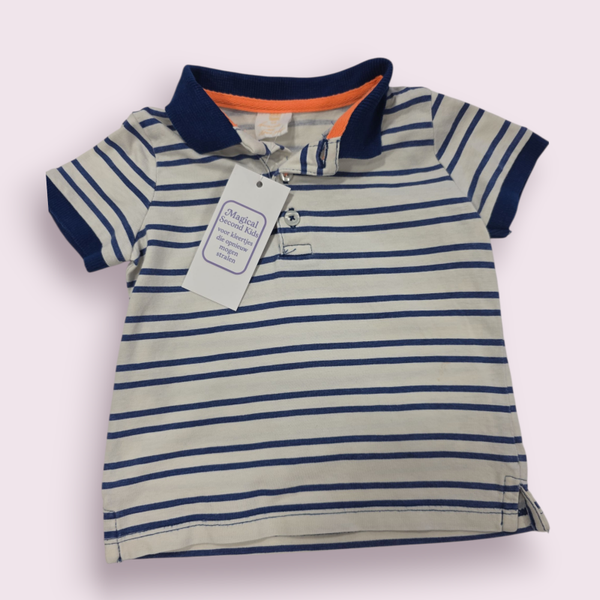 Polo hema blauw wit gestreept 68