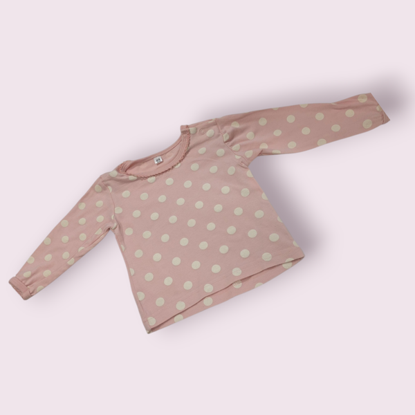 Roze Top met stippen maat 68