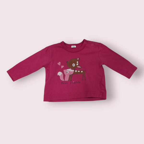 Shirtje roze met print maat 56