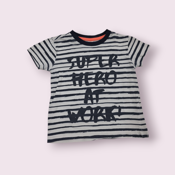 Shirt superhero blauw wit