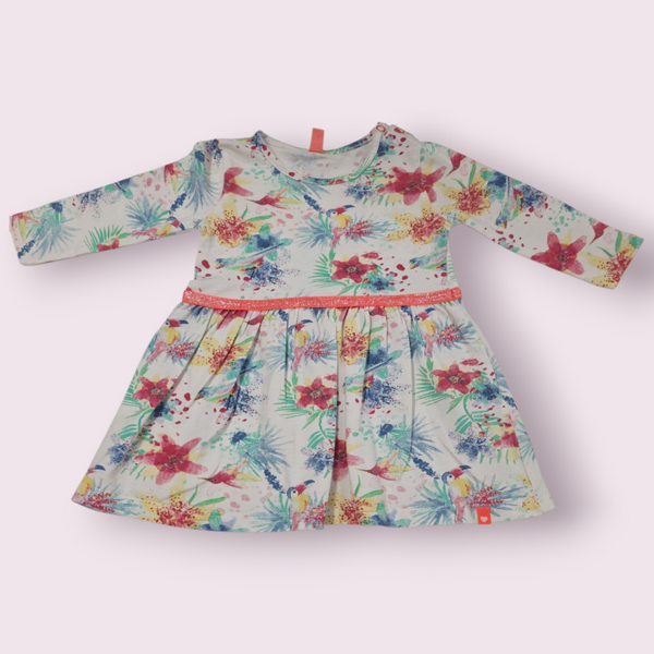 Jurk tropical wit/meerkleurig