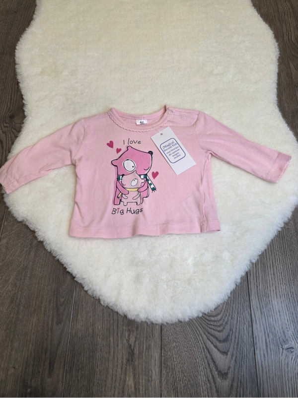 Roze top big hugs maat 56