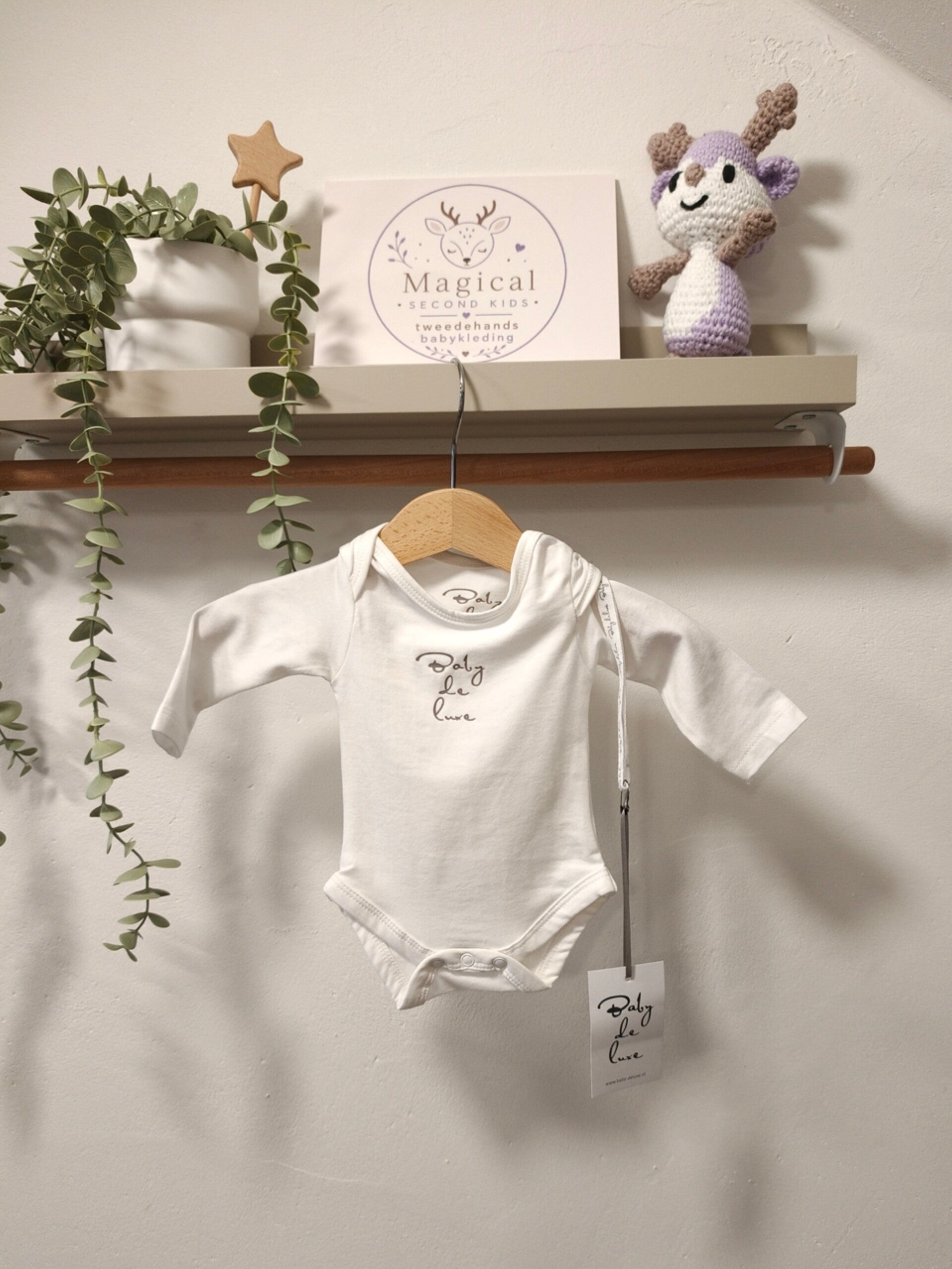Baby de luxe  romper wit | Maat 56 - 1197
