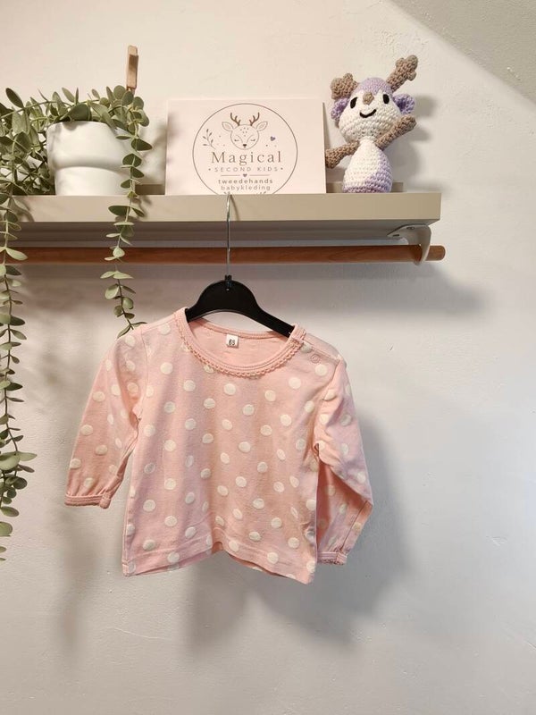 Longsleeve roze met stippen | Maat 68 - WG0046