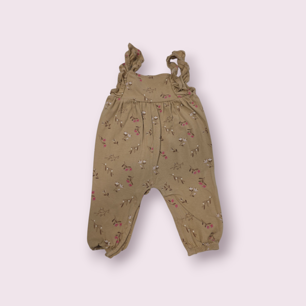 Tuinpakje bruin met bloempjesmaat 62