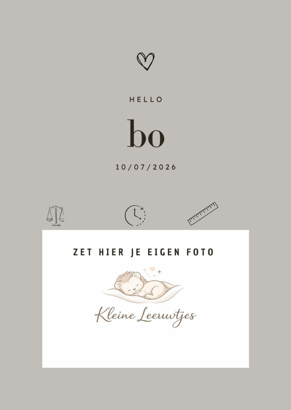 Minimalistisch geboortekaartje met foto tijdloos en persoonlijk