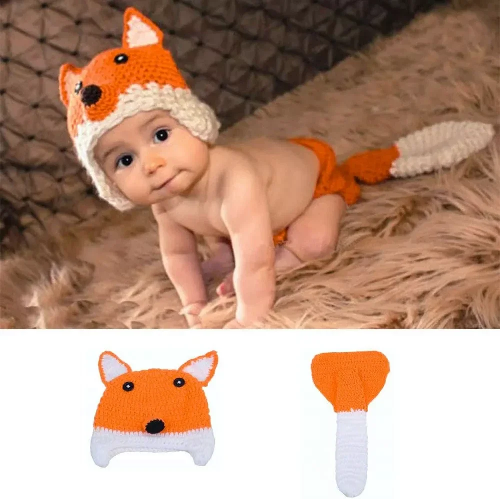 Handgemaakte New born fotoshoot-outfitje pakje 0-4 maand Little Fox