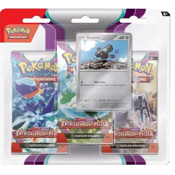 Karmesin & Purpur Entwicklungen in Paldea 3-Pack Blister - Knattox (deutsch)