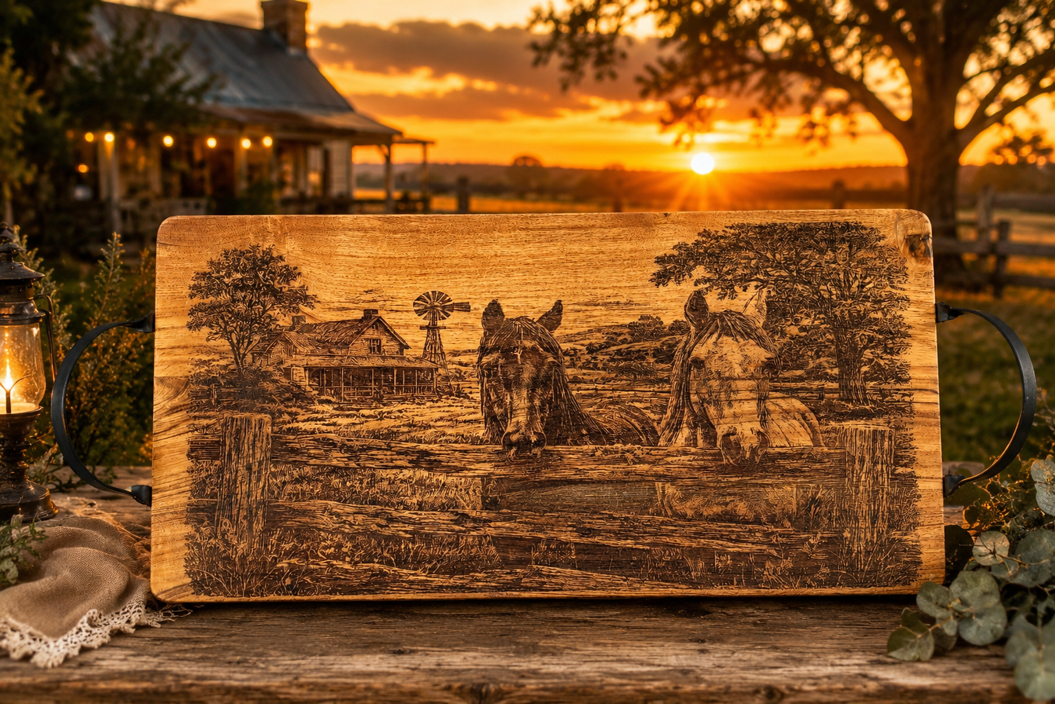 Custom Engraved Rustic Serving Board - 500mm x 255mm