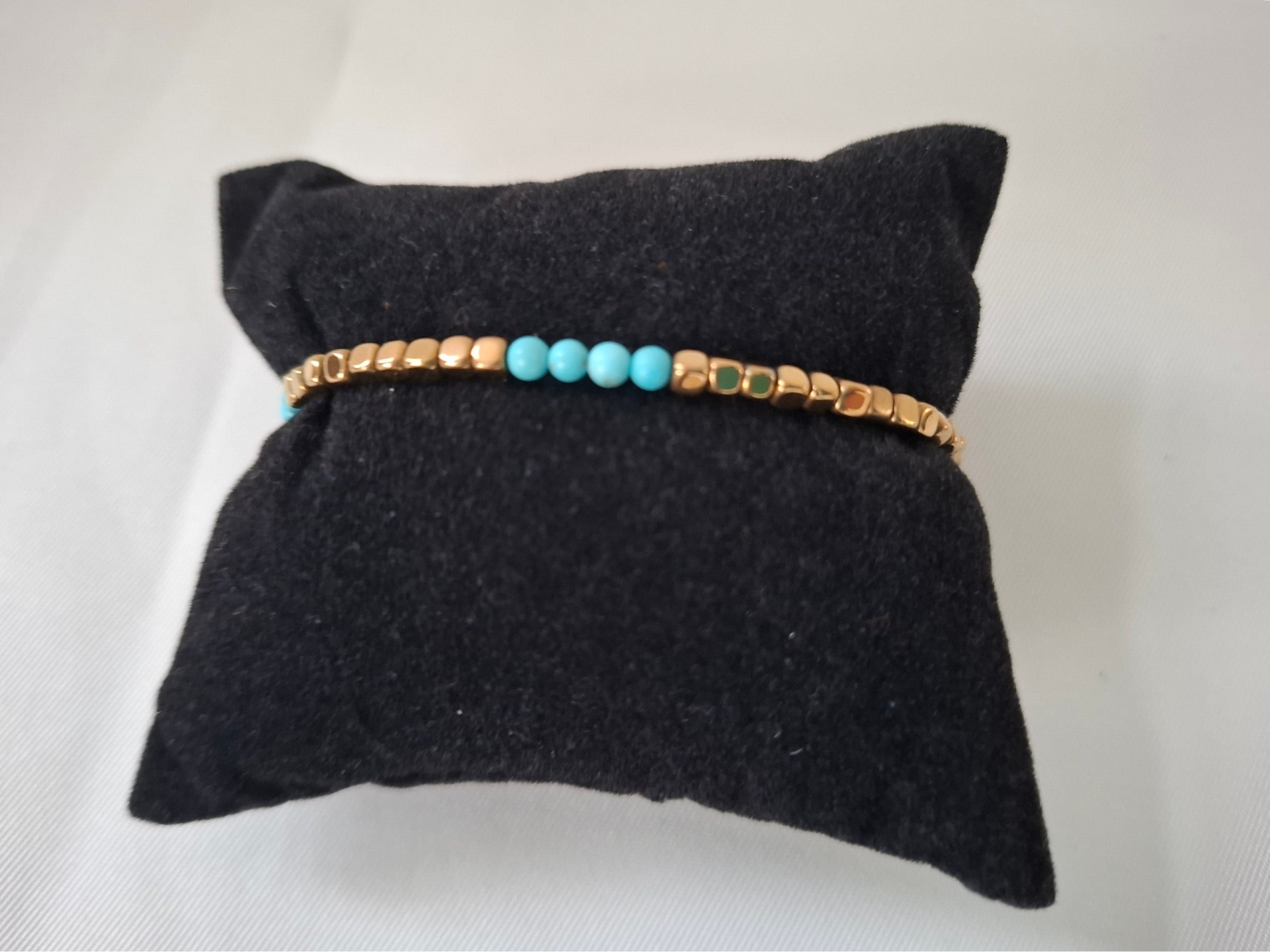 goud/aqua blauw armband