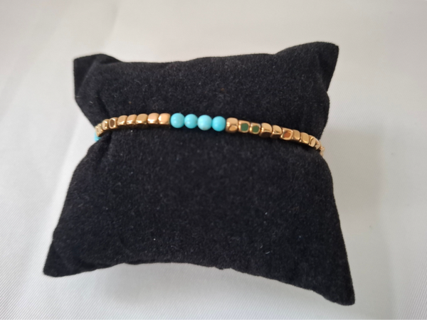 goud/aqua blauw armband