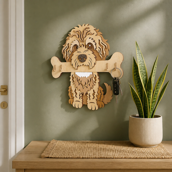 🐶 Schlüsselhalter Hund aus Holz