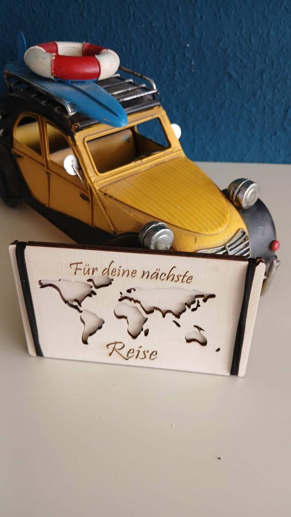 Holz Geschenk Karte für Reisen