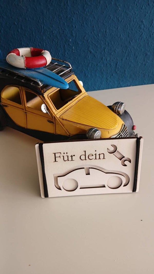 Holz  Geldgeschenk Karte für das Auto