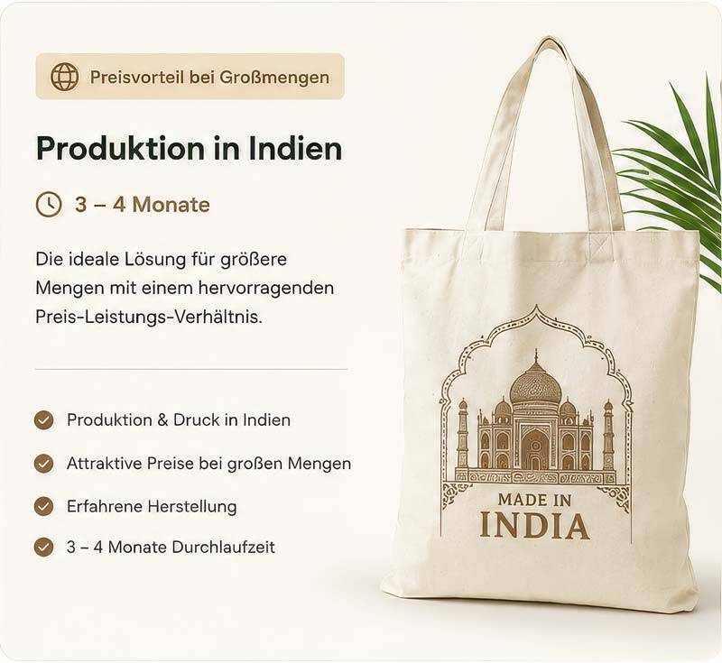 Baumwolltaschen gefertigt und bedruckt in Indien