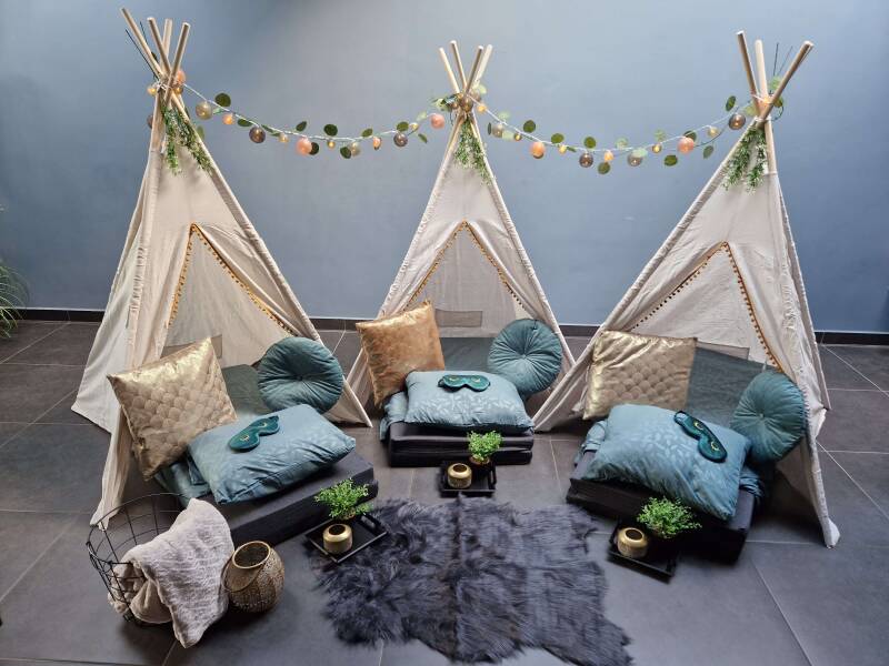 Tipi slaapfeestje thema relax and spa
