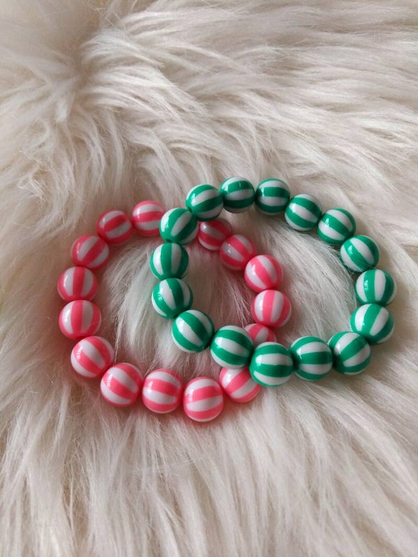 STREEPJES armbanden roze en groen