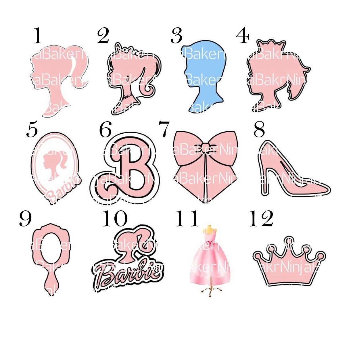 Barbie Cookie Cutters and Stencils | Doll Head, Bow, Princess Shoe & More (3", 3.5", 4")