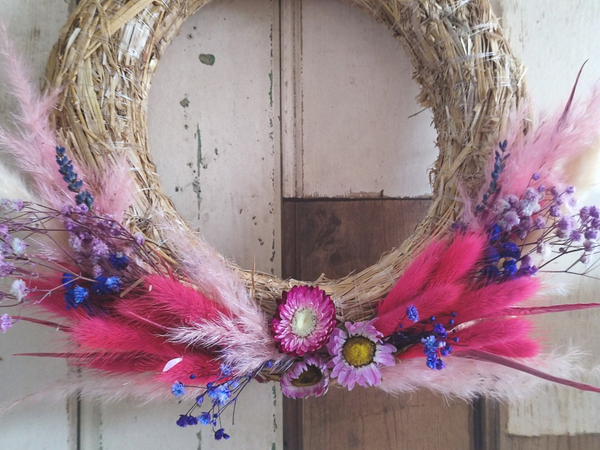 Strokrans met roze bloemen