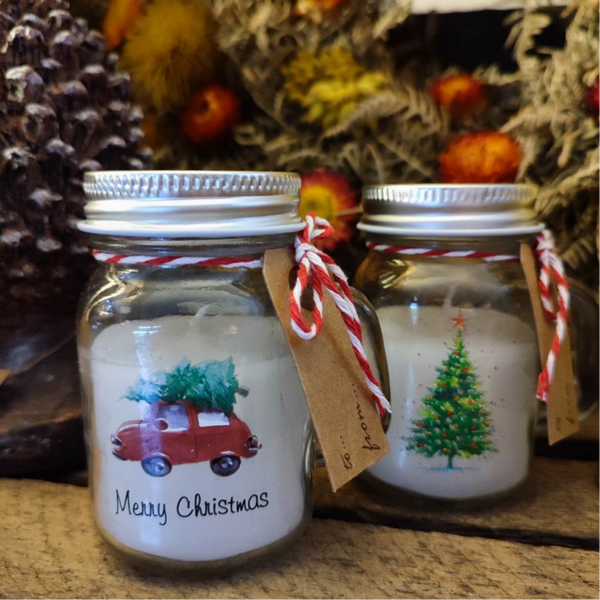 Mini jar kaars kerst