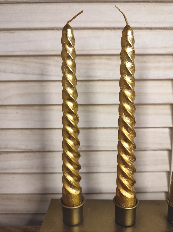 Twist gouden kaars 25cm