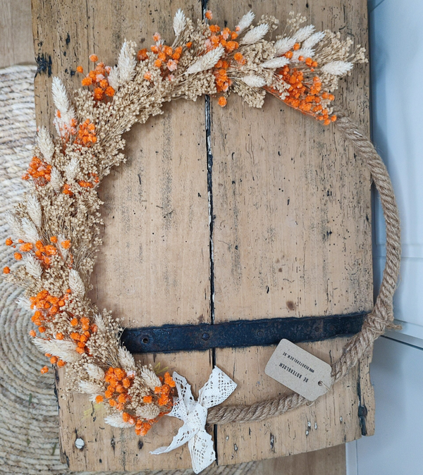 Droogbloemenkrans jute koord