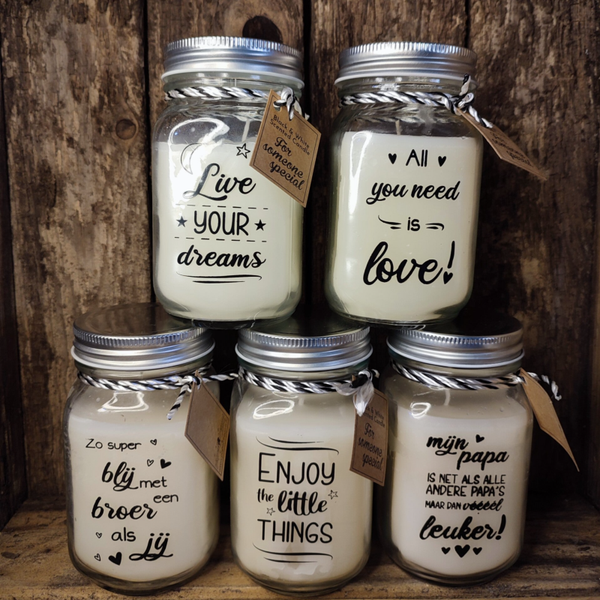 Vanille geurkaars in jar - tekst