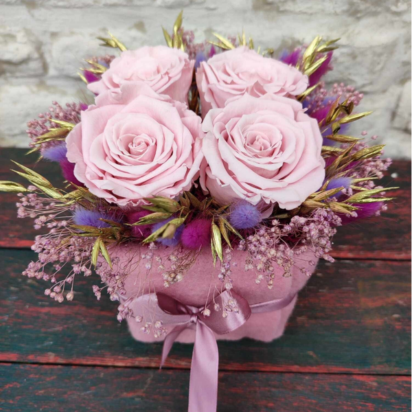 Droogbloemstuk gepreserveerde rozen