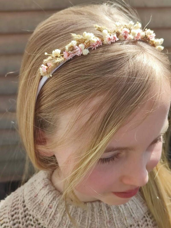 Diadeem droogbloemen kind - wit of ecru