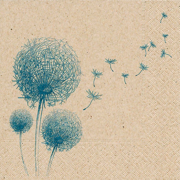 Servet blauwe paardenbloemen (pakje 25st.)