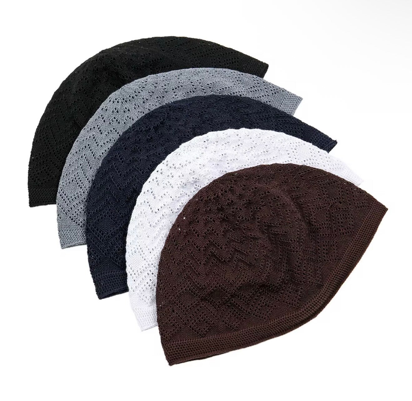 Knitted Polyester Embroidery Eid Hat Kufi Prayer Caps
