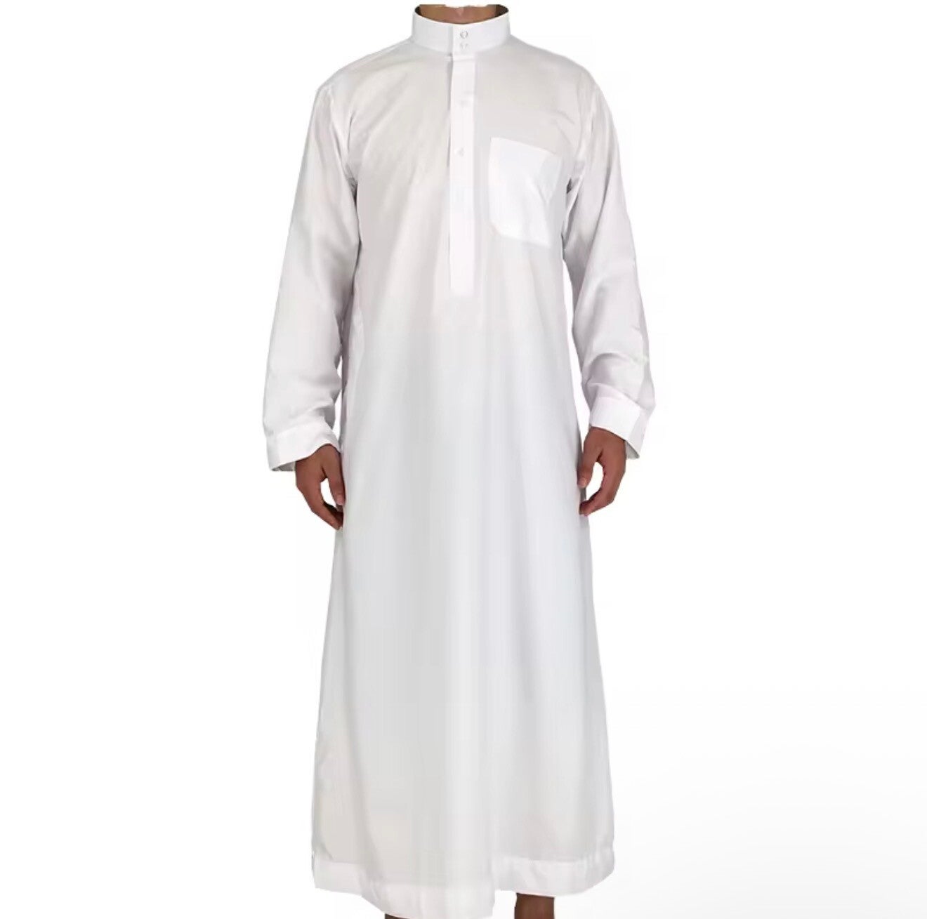 Solid White Jubba Stylish Dubai Al-Haramain Traditional Muslim Thobe Men Winter Prayer Custom Design Arabic
