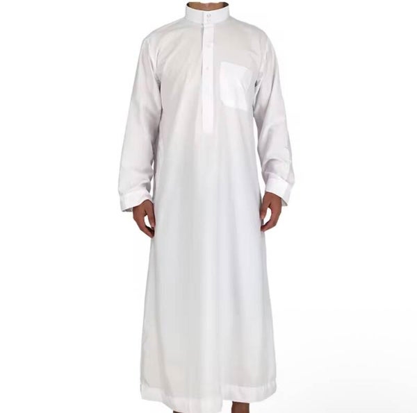 Solid White Jubba Stylish Dubai Al-Haramain Traditional Muslim Thobe Men Winter Prayer Custom Design Arabic