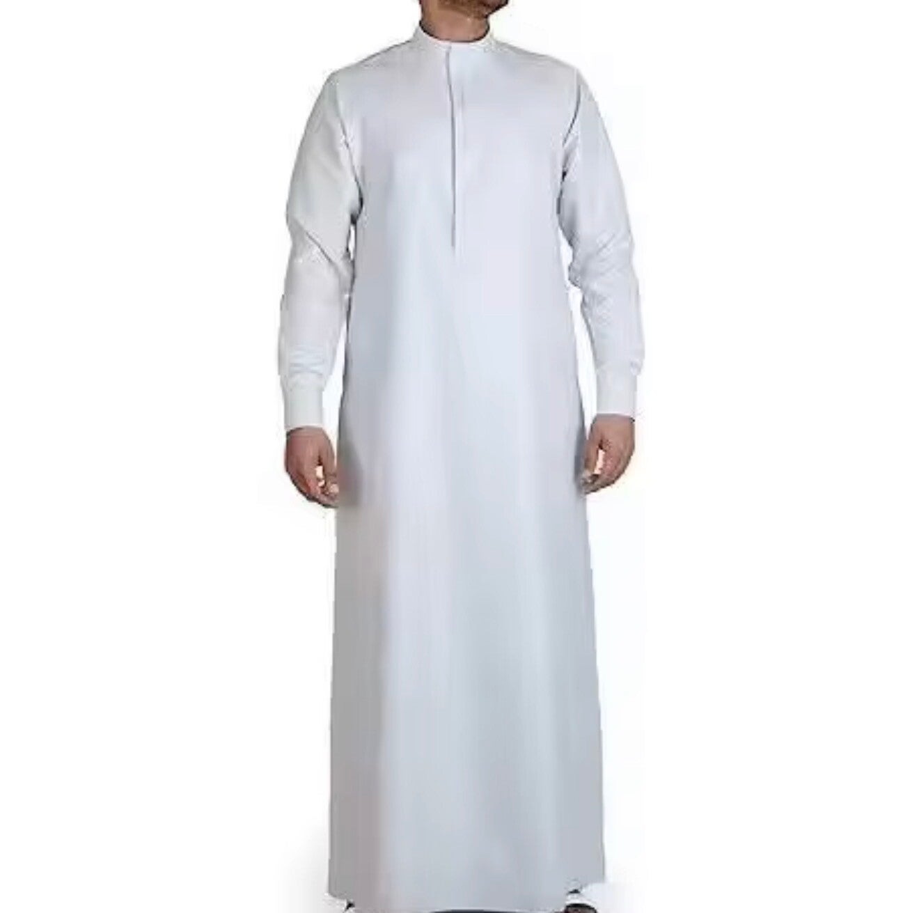 Traditional Men’s Arab Thobe Solid Cotton Linen Abaya Dress Long Sleeves Pockets Casual Ethnic Jubba Style