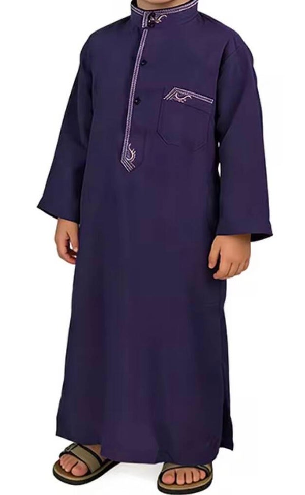 Polyester Made Kid Long Sleeve Clothing Islamic Boy Kanzu For Ramadan