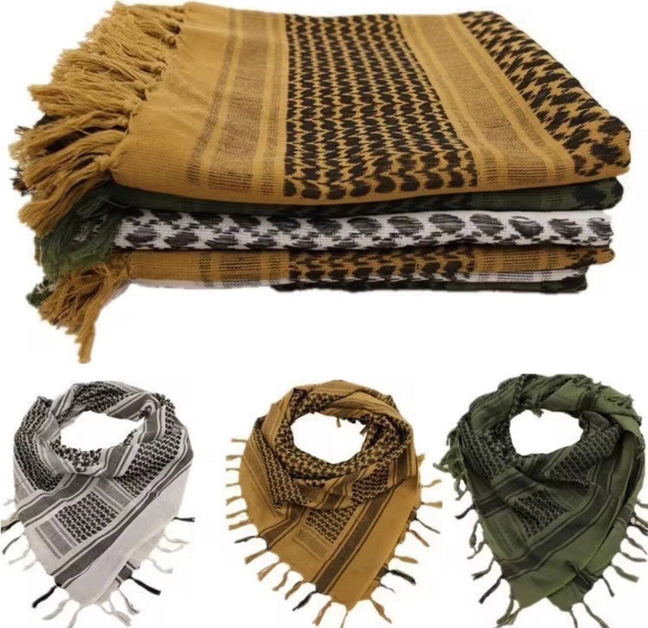 Hot Selling 100% Cotton Arab Scarf Plaid Desert Keffiyeh Outdoor Windproof Shemagh Dustproof Men Head Bufanda