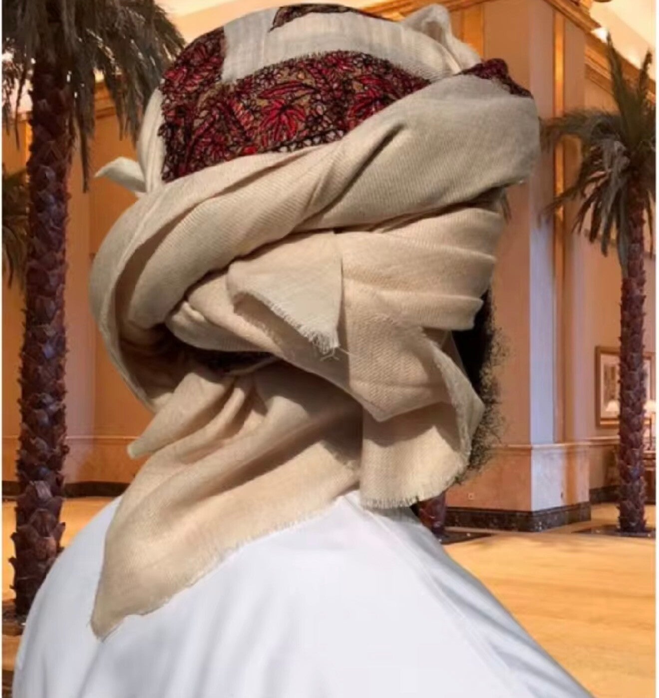 Polyester Yemeni Saudi Embroidered Kashmir Shemagh Islamic Embroidery 50inch Desert Scarf Keffiyyeh Turban Muslim Shawls Men