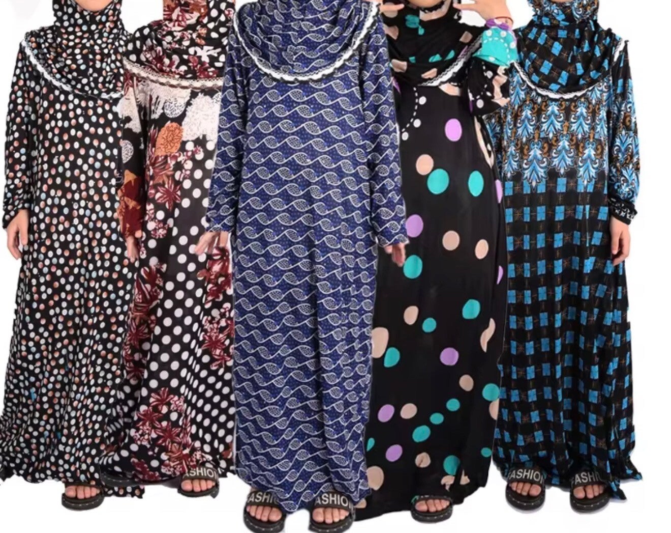 Printed Muslim Girl Abaya Hijabs and Dress Prayer Clothing Islam Kids Abaya