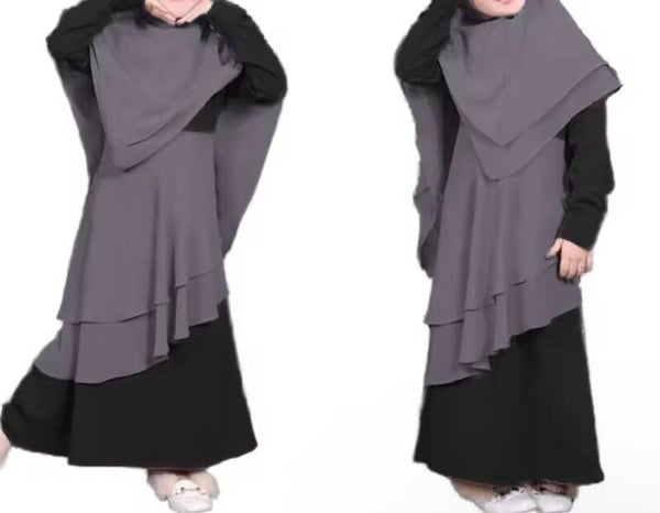 New Infant Girls Prayer Dress and Hijab Set Muslim Clothes For Toddler Kids Abaya Khimar For Children