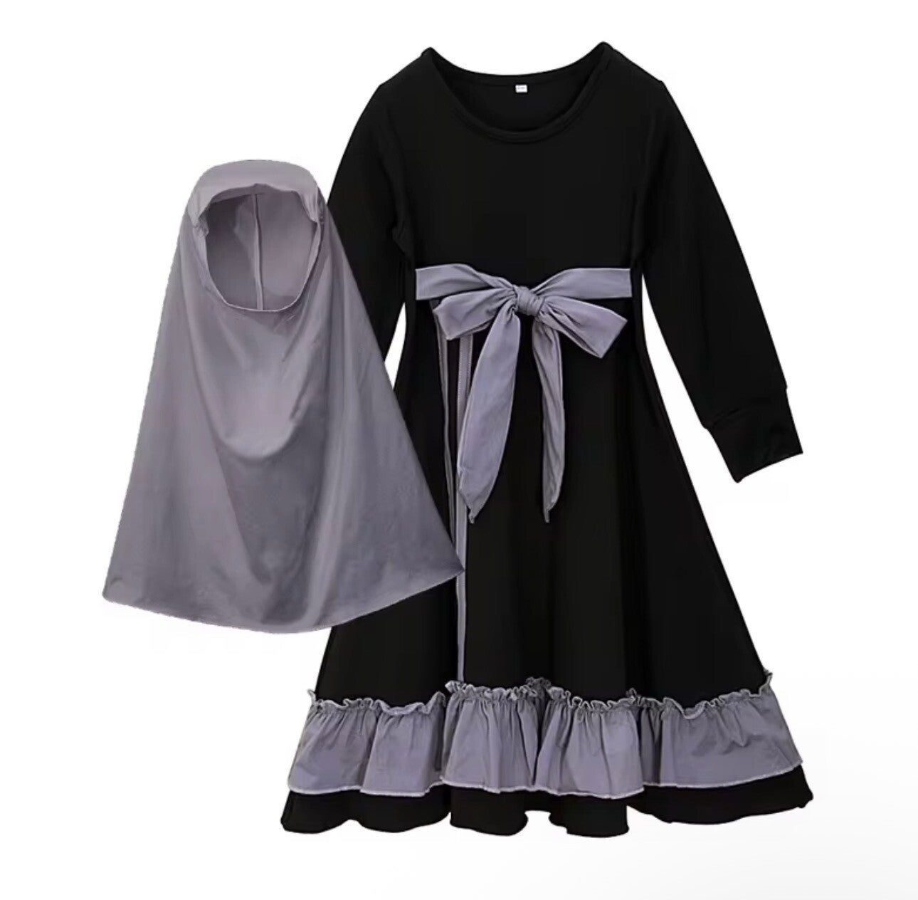 Ramadan Abaya Muslim Baby Girl Dress With Hijab Full Length Robe