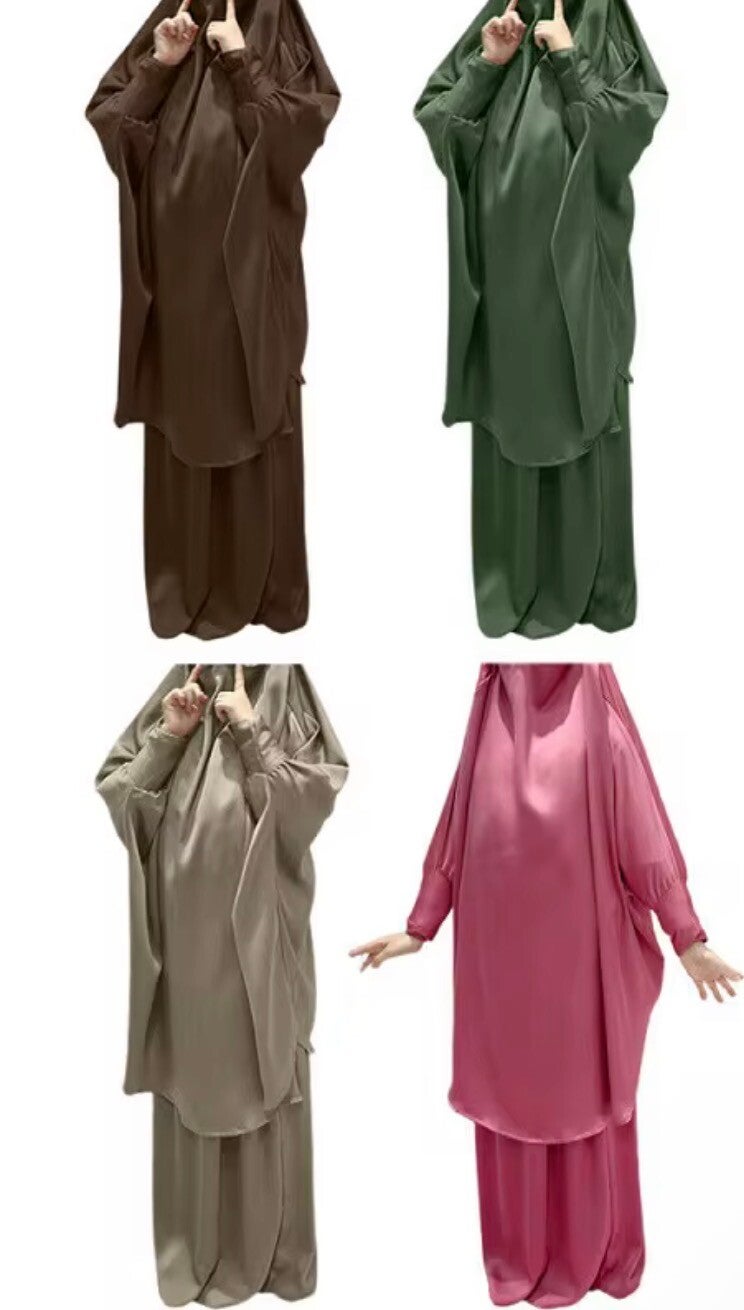 Islamic Children Clothing Khimar Jilbab Kids Abaya Dress Muslim 2 Pc Prayer Abaya Set for Girls