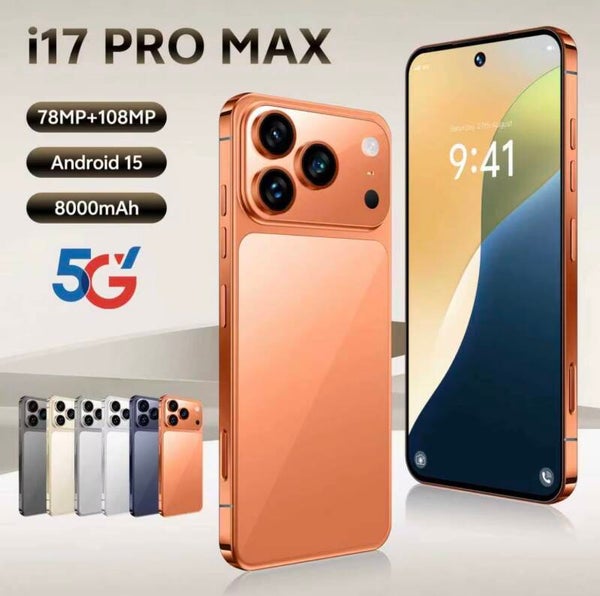 Original I Phone 17 Pro Max 5G Smartphone 114Hz 7.3 Display 108MP Rear Camera 8GB 256GB Storage Deca Core MTK