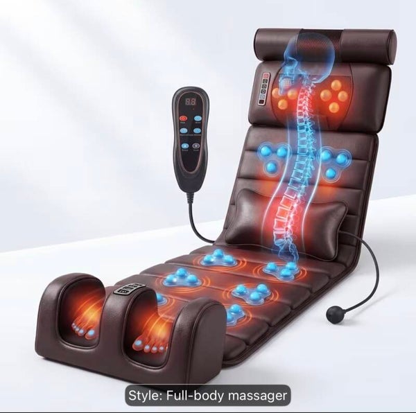 Full-Body Vibration & Heat Massage Mat, Multiple Intensity Levels Adjustable, Detachable Neck MassageHeadrest And Multi-Functional Foot & Leg Massager, Portable And Foldable, Suitable for Home and Office Use, And Gift for Parents and Family Members