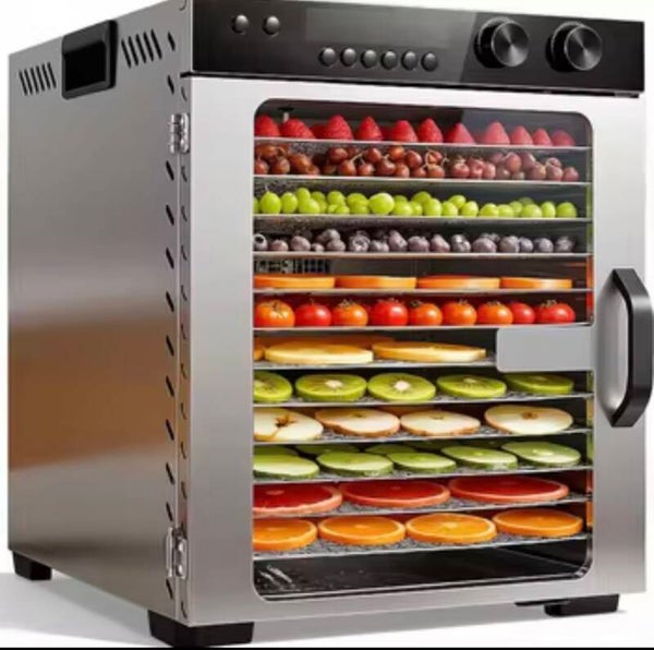 Food dehydrator Machine Stainless Steel 12 Trays 5 Custom Memories 48H Timer 86F-194F Temp Food Dryer Machine